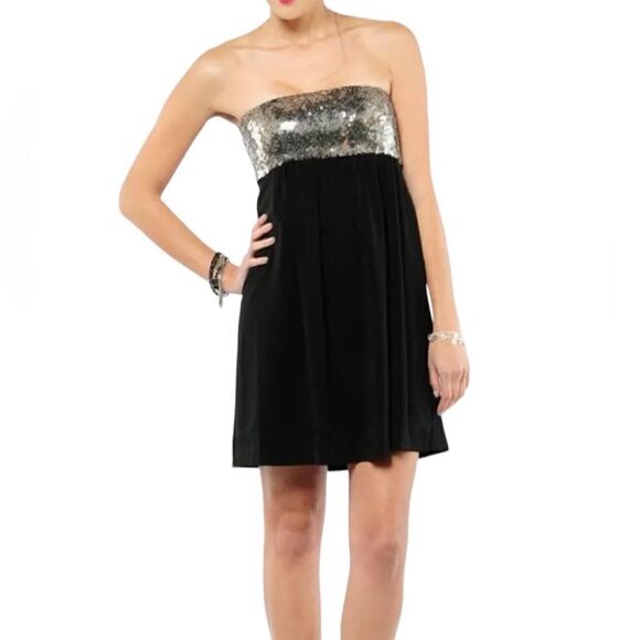 Theory Lensley Black Silver Sequin Strapless Mini Dress - Size 2 - Picture 12 of 12